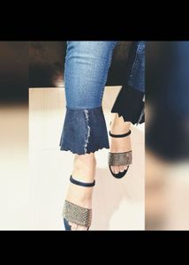 Women Blue Jeans With Flare Bottom