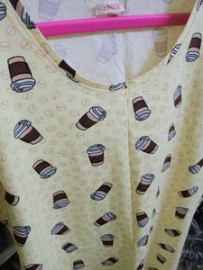 Cute Cofee Cup Design Short Nightdress