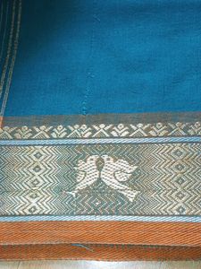 Teal Green with Orange Saree