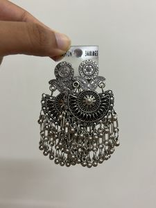 Oxidised Silver Indian Design Dangling Jhumka
