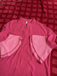 Pink Layered Sleeve Blouse