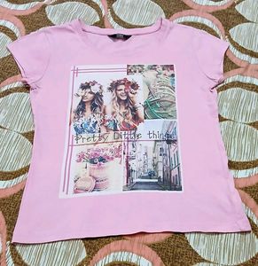 Pink Short Sleeve Graphic Tshirt