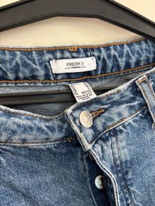 FOREVER 21 RIBBED DETAILED HIGH WAIST JEANS