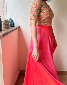 Elegant Silk-Blend Pink Lehenga &amp; Designer Bac