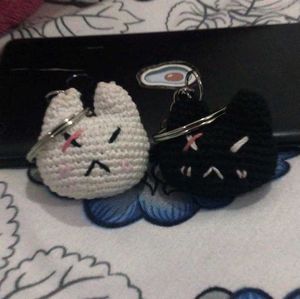 Crochet Matching Bunny Keychains.