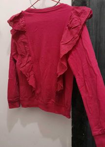 Pink &#34;Be Nice&#34; Ruffle Sweatshirt