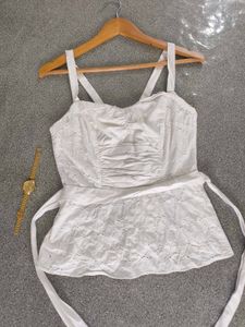 Eyelet Tie-Waist Tank Top