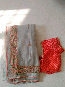 Elegant Embroidered Saree & Blouse Set
