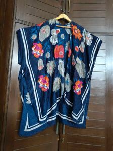 Woven Heart Floral Sheer Cover Up Kimono Top