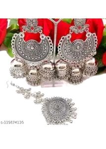 Oxidized Silver Jhumka Set