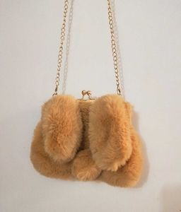 Faux Fur Bunny Clutch Sling Bag