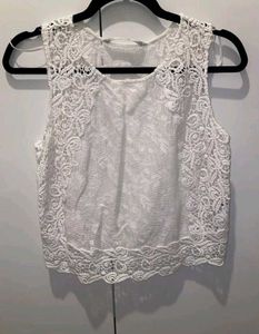 Pretty Zara White Net Mesh Top, Size S, Good Cond