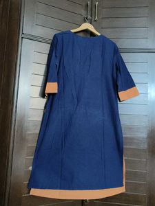 Melange Women Blue Cotton Kurta