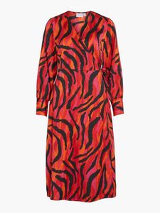 Red Printed Wrap Around Dress 🍓🍓