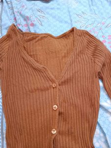 Ribbed Brown Top