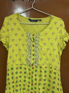 Lime Green Printed Dress