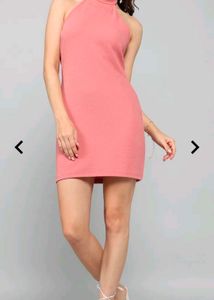 Coral Halter Bodycon Dress