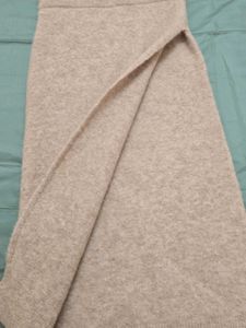 Beige Knit Wrap effect Skirt