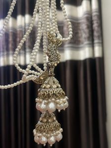 Pearl Jhumka Earring &amp; Hair Chain Set