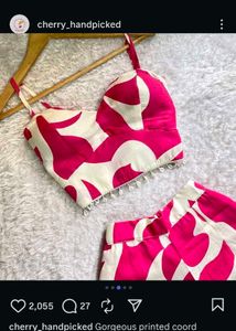 Pink &amp; White Patterned Two-Piece Set