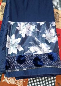 Floral Navy Blue Saree
