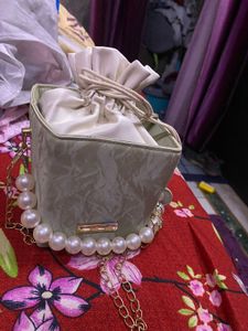 Square Potli Bag Pearl Beads Chain