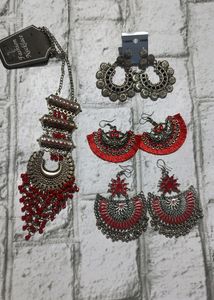New Oxidised Necklace With Earrings