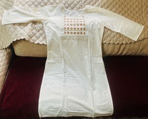 Off White Embroidered Cotton Kurta & Pant Setaa