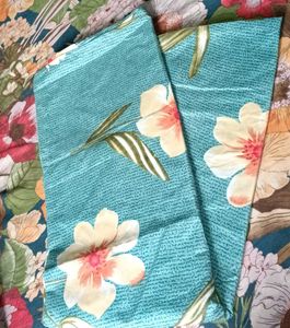 Floral Green Double Bedsheet With 2 Pillow Cover