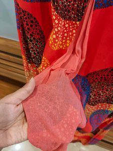 Red Printed Gown