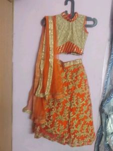 Orange Beautiful Lehenga Choli Set With Duppata