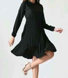 Black Pleated Midi Dress