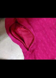 Magenta V-Neck Fit &amp; Flare Dress