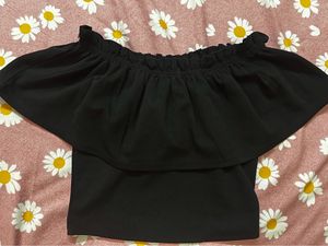 Off Shoulder Black Crop Top