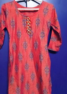 Red Colour Printed Kurti