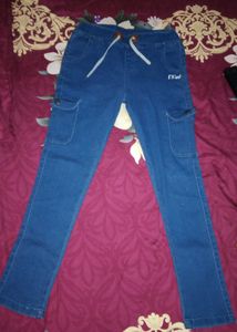 Blue Denim Cargo Pants