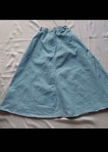 Blue Denim Flared Frock Skirt