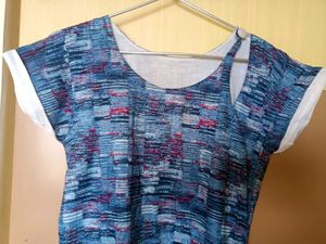 Blue &amp; White Applique Work Dress