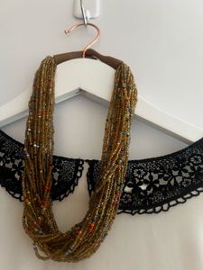 Anokhi Beaded Layered Necklace With Wooden Claspe