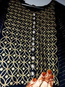 Beautiful Black Frock With Golden Stars Look