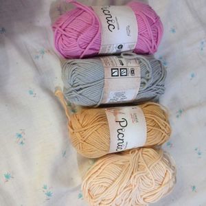 aran thick crochet yarn grey,magenta,mustard, crea