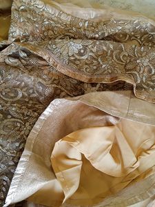 Gold Floral Embroidered Maxi Skirt