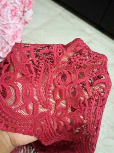 Red Lace Off-Shoulder Top
