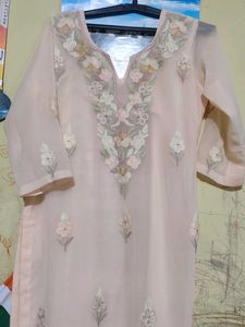 Embroidered Peach Suit Set