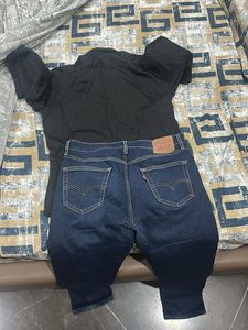 Black Shirt With levis Denim Jeans Combo For Men
