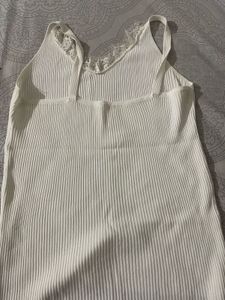 Ribbed V-Neck Camisole with  Lace Trim