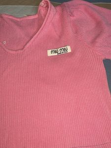 Pink Ribbed Crop Top