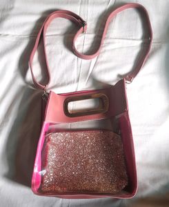Pink Nude Transparent Sparkling Women Slingbags 👜