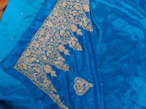 Blue Satin Saree 💙