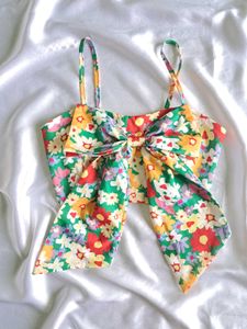 Floral Tie-Front Crop Top